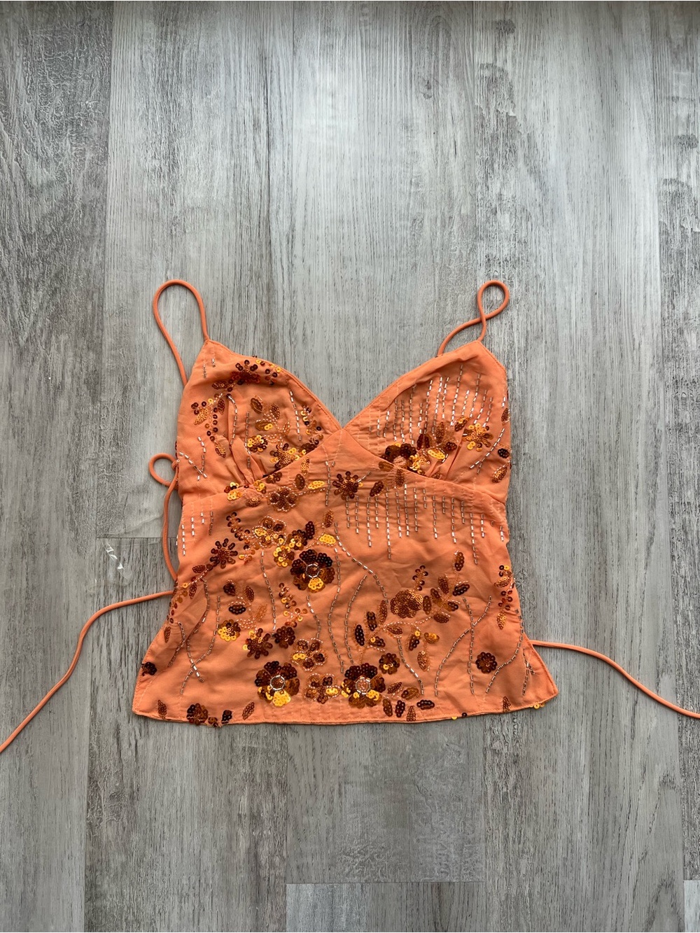 REVOLVE Orange Floral Sequin Cami